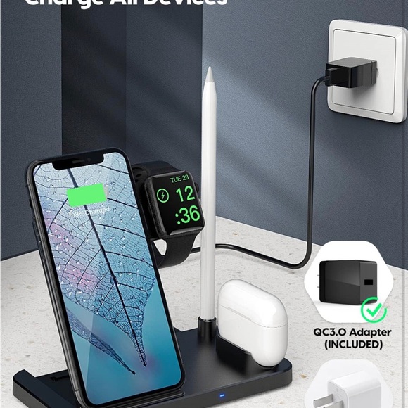 4 in 1 Wireless Charging Station, Fast Charging Dock Stand for Watch Series - Picture 6 of 8
